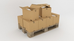 Cardboard boxes on a pllet.