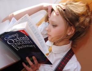 A girl studying.