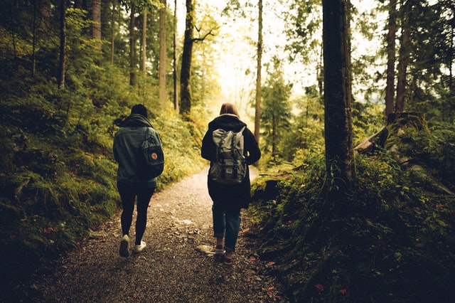 Two people hiking