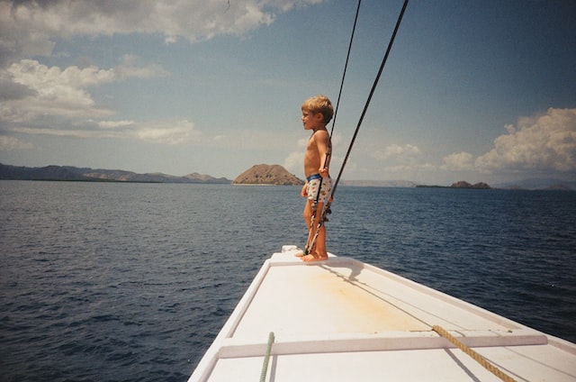 a child on a boat